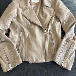 Blank NYC Tan Leather Jacket Asymmetrical Quilted